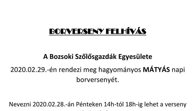 Mátyás napi borverseny 2020