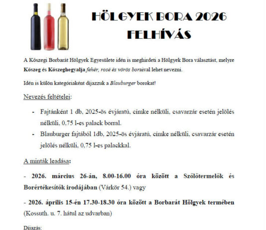Hölgyek Bora felhívás 2026